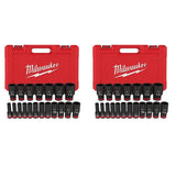 Milwaukee SHOCKWAVE 1/2 in. Drive SAE 6-Point Deep Impact Socket Set, 38-Piece