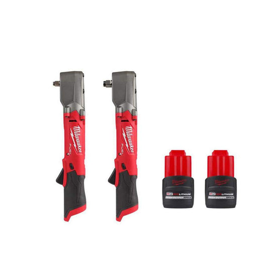 Milwaukee M12 FUEL 12V Lithium‑Ion Brushless Cordless 3/8 in. & 1/2 in. Right Angle Impact Wrenches Set (2‑Tool)