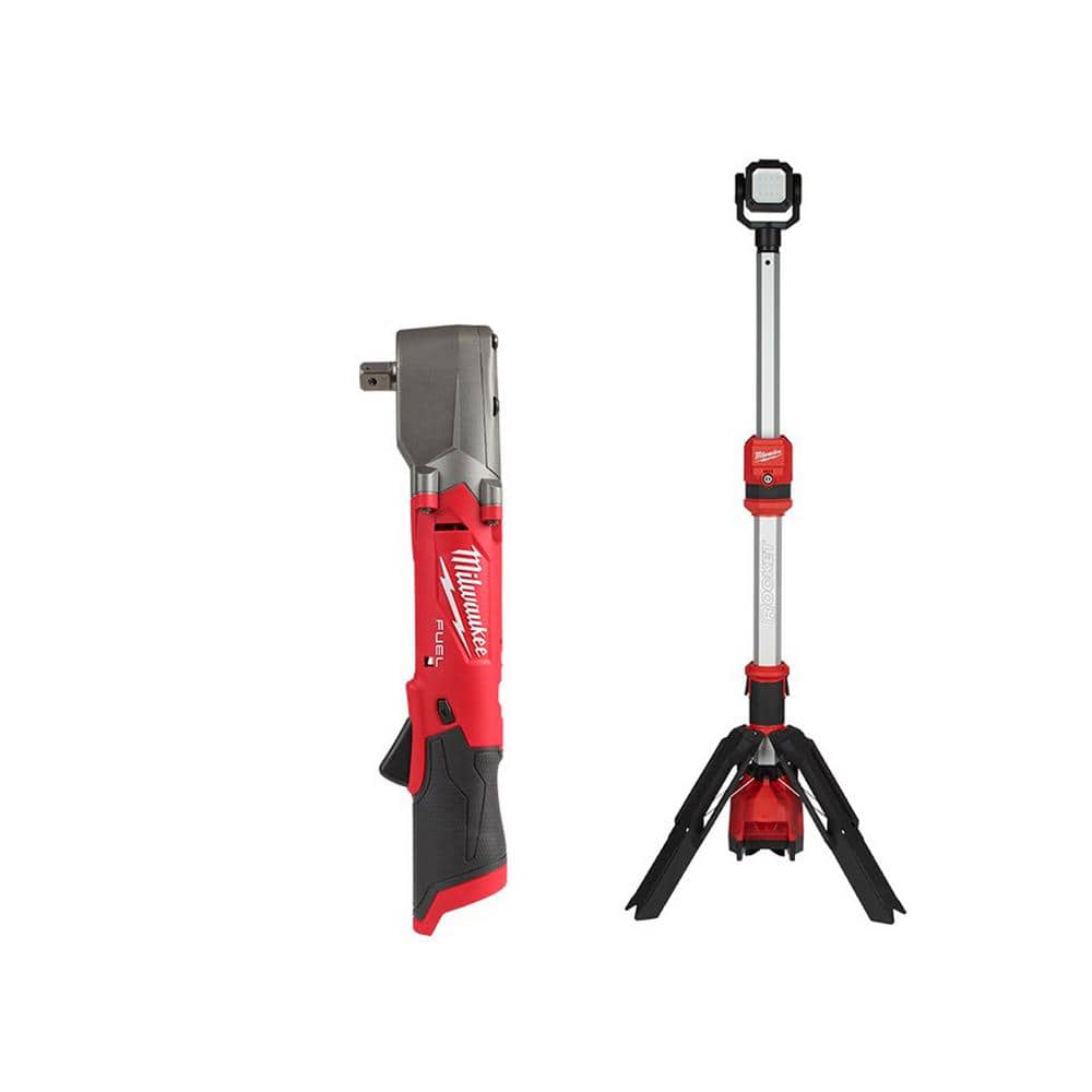 Milwaukee M12 FUEL 12V Lithium-Ion Brushless Cordless 1/2 in. Right Angle Impact Wrench with M12 Rocket Stand Light