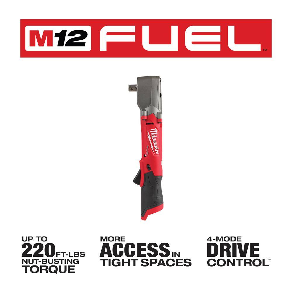 Milwaukee M12 FUEL 12V Lithium-Ion Brushless Cordless 1/2 in. Right Angle Impact Wrench with M12 Rocket Stand Light
