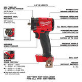 Milwaukee M18 FUEL 18V Brushless 3/8 in. Compact Impact Wrench with Friction Ring + (3) M18 REDLITHIUM High Output XC6.0 Batteries