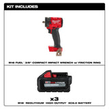 Milwaukee M18 FUEL 18V Brushless 3/8 in. Compact Impact Wrench with Friction Ring + (3) M18 REDLITHIUM High Output XC6.0 Batteries