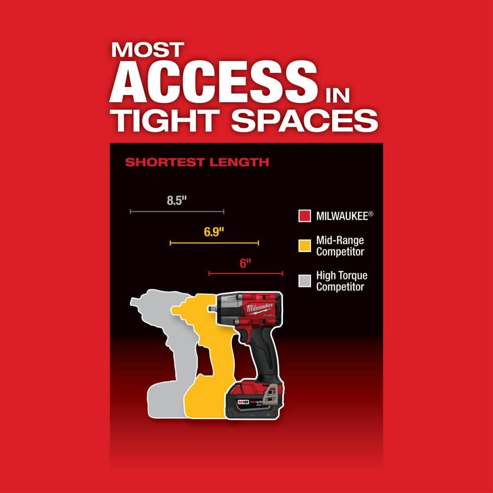Milwaukee M18 FUEL GEN-2 18V Lithium-Ion Mid-Torque Brushless Cordless 3/8 in. Impact Wrench with Friction Ring (Tool-Only)