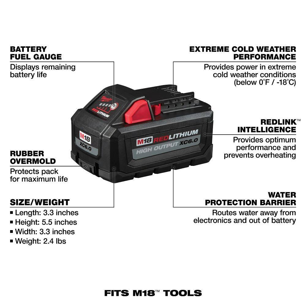 Milwaukee M18 FUEL 18V Brushless Cordless 1/2 in. & 3/8 in. Impact Wrench Combo with (2) High Output 6.0Ah Batteries