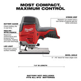 Milwaukee M12 12-Volt Lithium-Ion Cordless Jig Saw, Hybrid Grip (Tool-Only), 3/4 in. Stroke