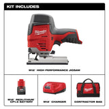 Milwaukee M12 12-Volt Lithium-Ion Cordless Jig Saw Kit with 1.5Ah Battery, Charger & Tool Bag