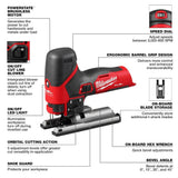 Milwaukee M12 FUEL 12V Lithium-Ion Cordless Jig Saw with M12 Oscillating Multi-Tool (Tool-Only)