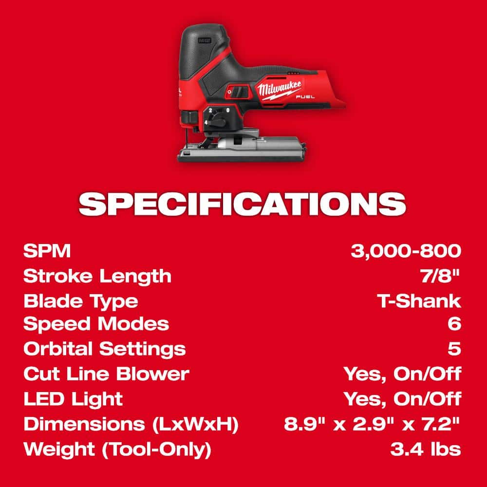 Milwaukee M12 12-Volt FUEL Lithium-Ion Cordless Jig Saw with M12 Rotary Tool, 7/8 in Stroke, Tool-Only