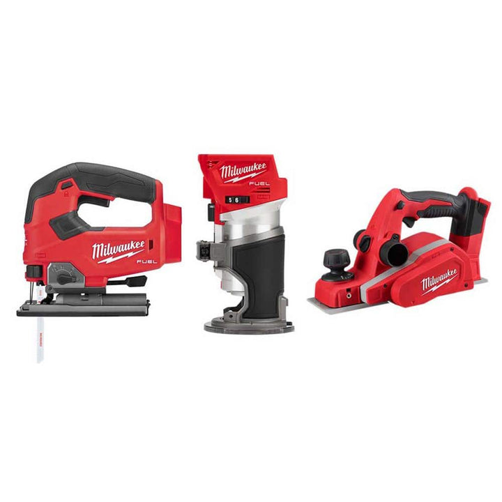 Milwaukee M18 FUEL 18-Volt Brushless Cordless Circular Saw/Jig Saw/Compact Router Combo Kit, 7-1/4 in Saw (3-Tool, Tool-Only)