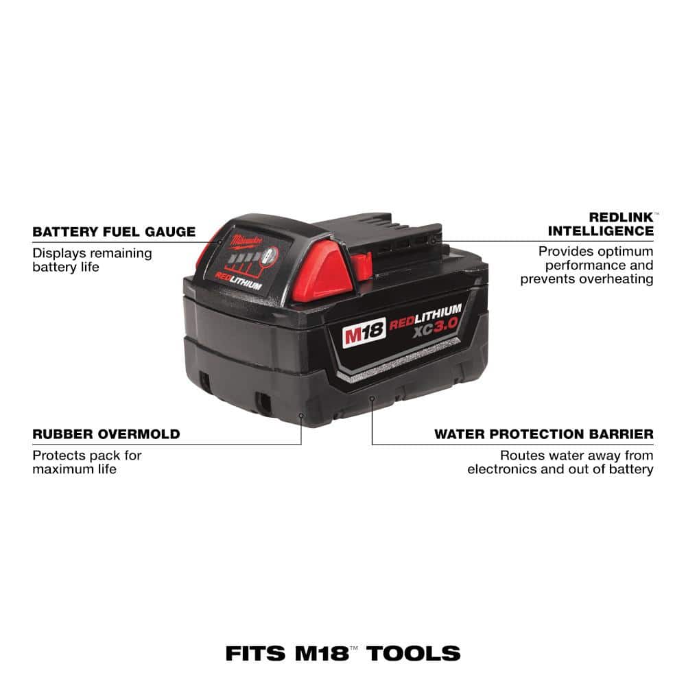 Milwaukee M18 18-Volt Lithium-Ion Cordless 1300-Lumen LED Flood Light with M18 3.0Ah Battery