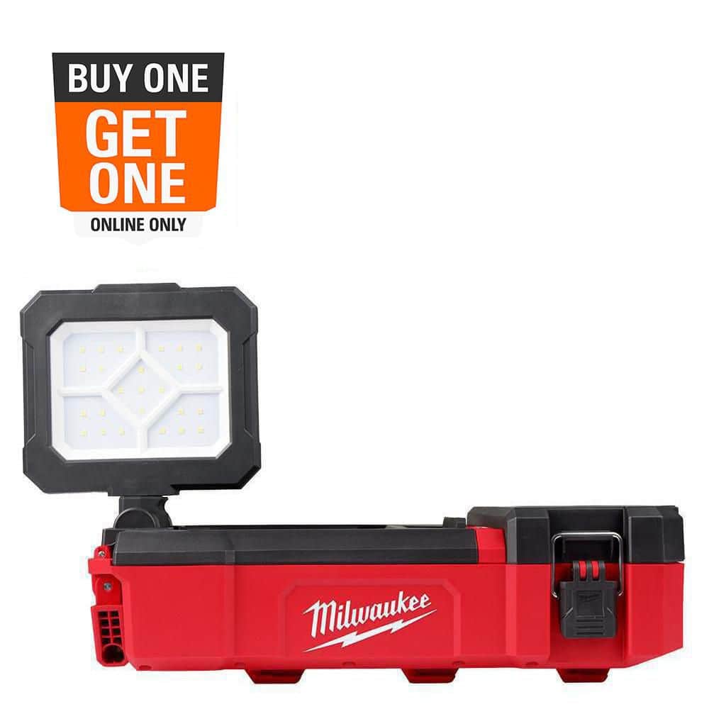 Milwaukee M12 12V Lithium‑Ion Cordless PACKOUT Flood Light with USB Charging & M18 FUEL Hammer Drill/Impact Driver Combo Kit (2‑Tool)