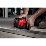 Milwaukee M12 12-Volt Lithium-Ion Cordless Green 125 ft. Cross Line and Plumb Points Laser Level Kit with Laser Distance Meter