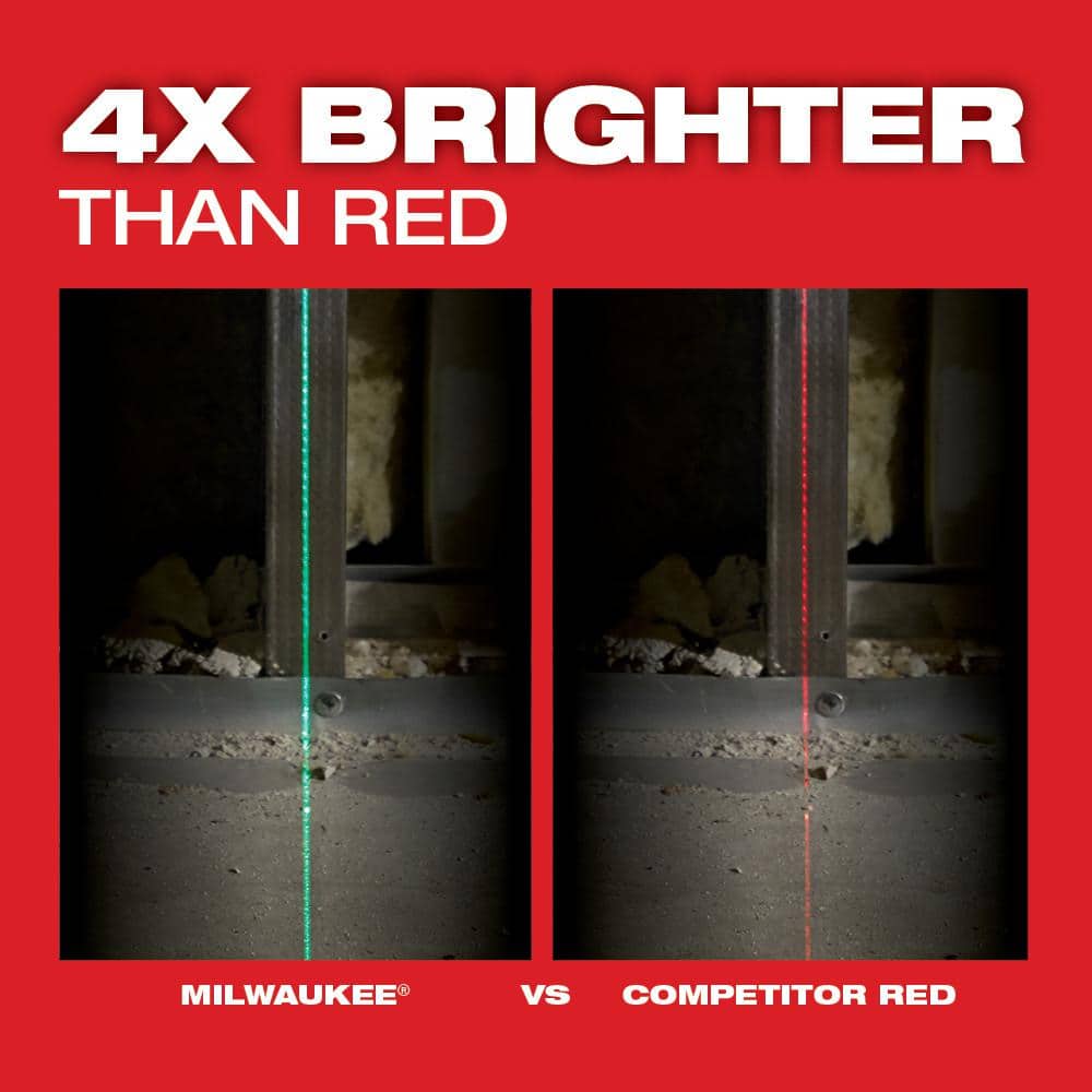 Milwaukee M12 12-Volt Lithium-Ion Cordless Green 125 ft. Cross Line and Plumb Points Laser Level Kit with Laser Distance Meter