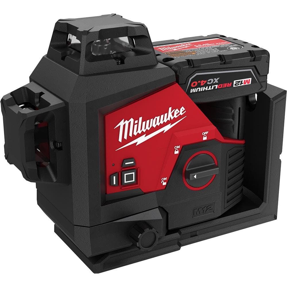 Milwaukee M12 12-Volt Lithium-Ion Cordless Green 250 ft. 3-Plane Laser Level Kit with 3 Batteries, Charger, Case and Tripod