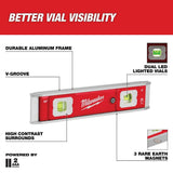 Milwaukee 9" Torpedo Level with Lighted Vials, Aluminum Frame, 9 in Length