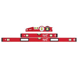 Milwaukee 24 in. and 48 in. REDSTICK Box Level Set with 10 in. 360° Locking Die-Cast Torpedo Level (3-Piece)