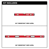 Milwaukee 24 in. and 48 in. REDSTICK Box Level Set with 10 in. 360° Locking Die-Cast Torpedo Level (3-Piece)