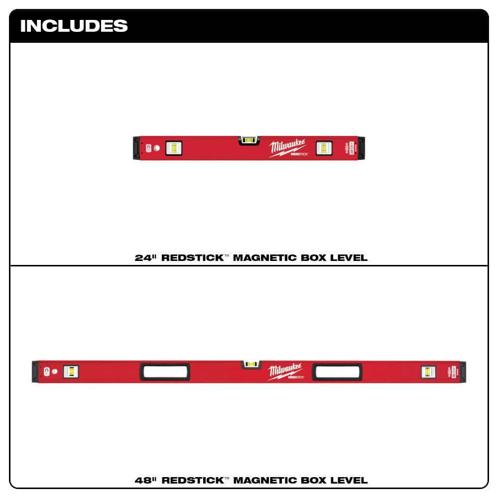 Milwaukee 24 in./48 in. REDSTICK Box Level Set