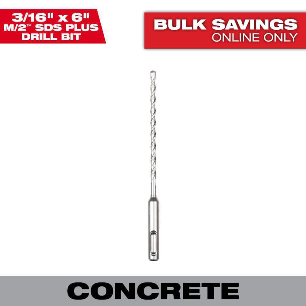 Milwaukee 3/16 in. x 6 in. M/2 2-Cutter SDS-Plus Carbide Drill Bit