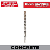 Milwaukee 3/4 in. x 12 in. M/2 2-Cutter SDS-Plus Carbide Drill Bit