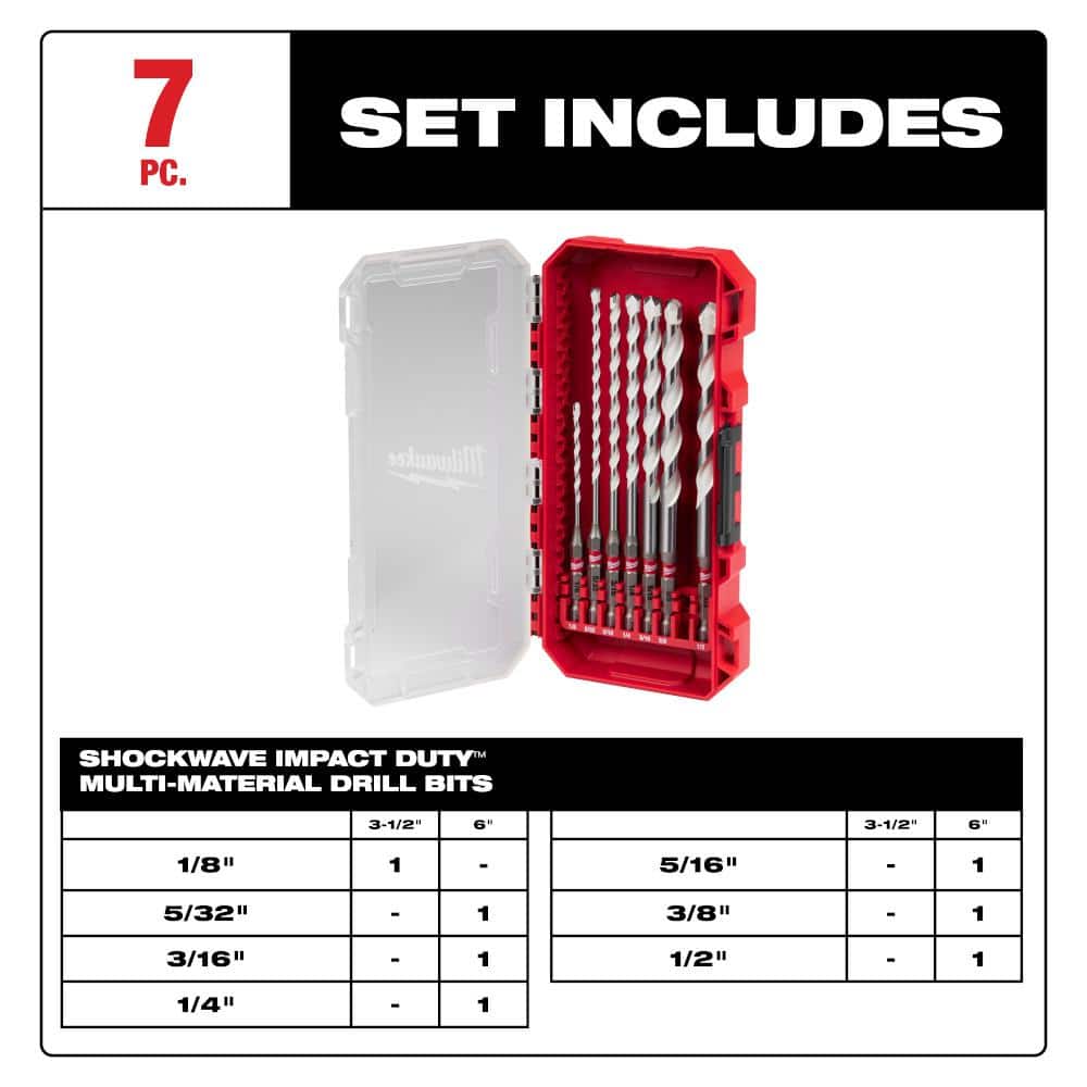 Milwaukee SHOCKWAVE Carbide Multi‑Material Drill Bit Set (14‑Piece)