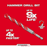 Milwaukee 1/2 in. x 4 in. x 6 in. SHOCKWAVE Carbide Hammer Drill Bit, 1/4 in. Hex Shank