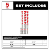 Milwaukee SHOCKWAVE Carbide Hammer Drill Bits Set, 5-Piece (48-20-9051)