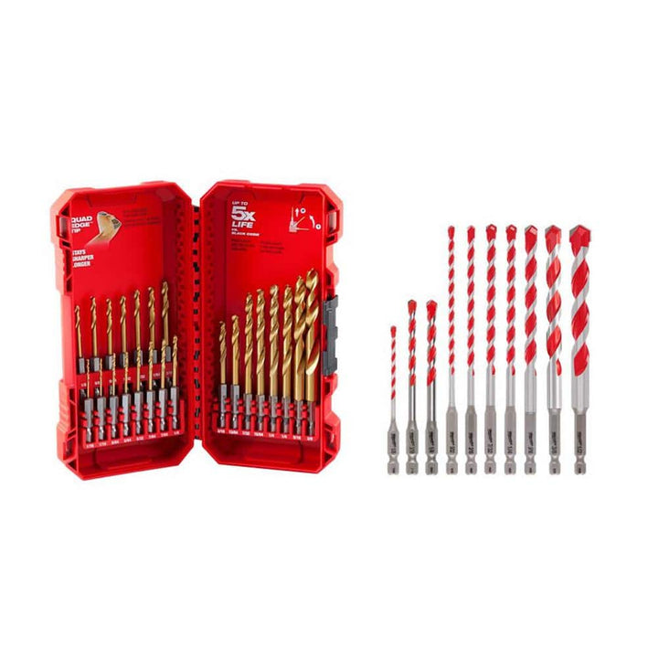Milwaukee SHOCKWAVE Impact-Duty Titanium Drill Bit Set with Carbide Hammer Drill Bit Set (22-Piece)