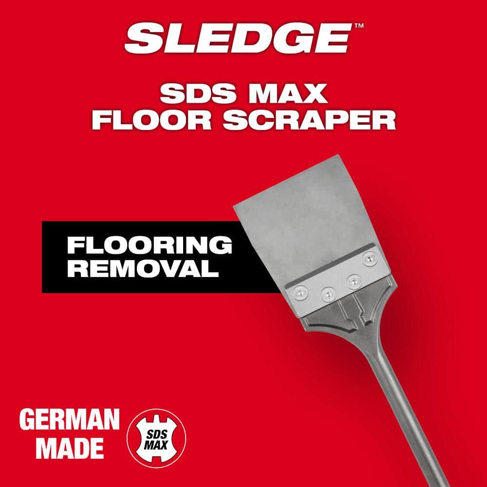Milwaukee 6 in. SDS-Max SLEDGE Steel Floor Scraper Bit, 25 in. Length