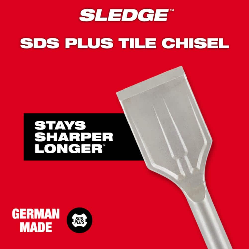Milwaukee 1-7/8 in. SDS‑Plus SLEDGE Steel Tile Chisel, 9.5 in Length