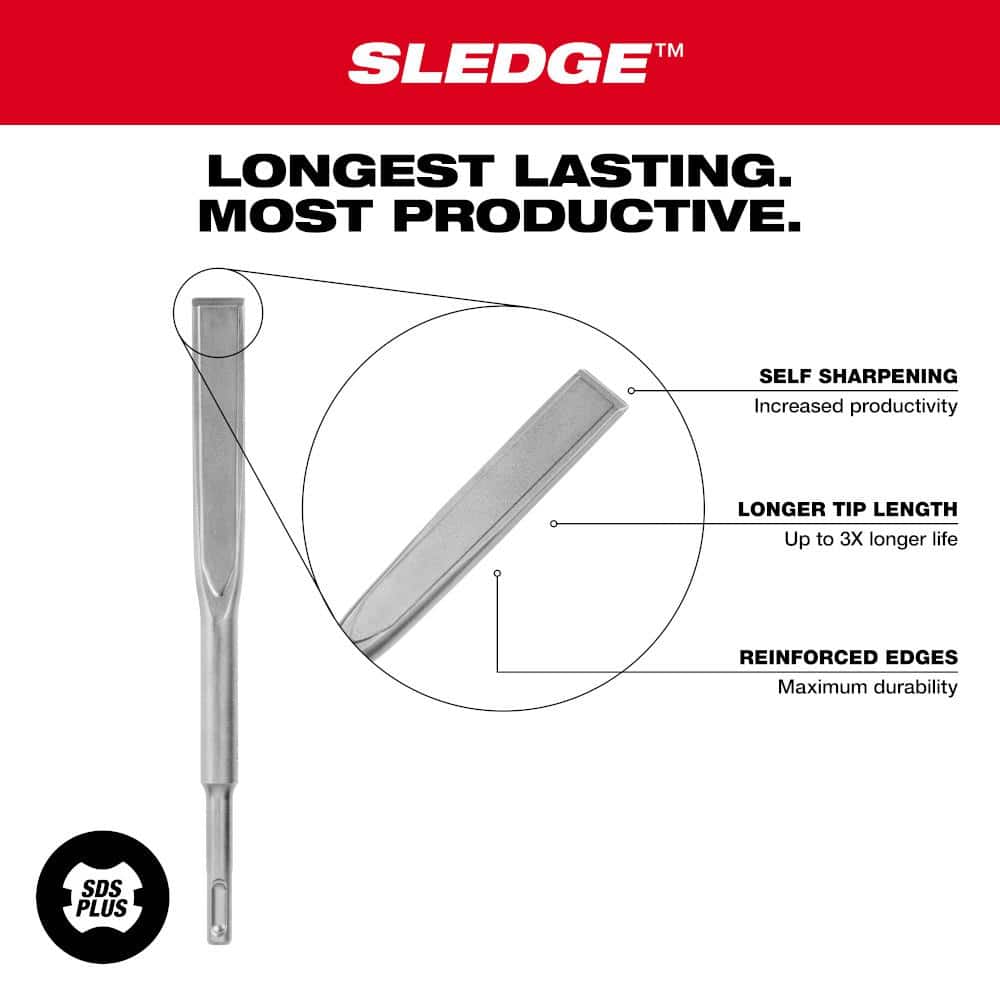 Milwaukee 3/4 in. x 10 in. SDS-Plus SLEDGE Steel Flat Chisel
