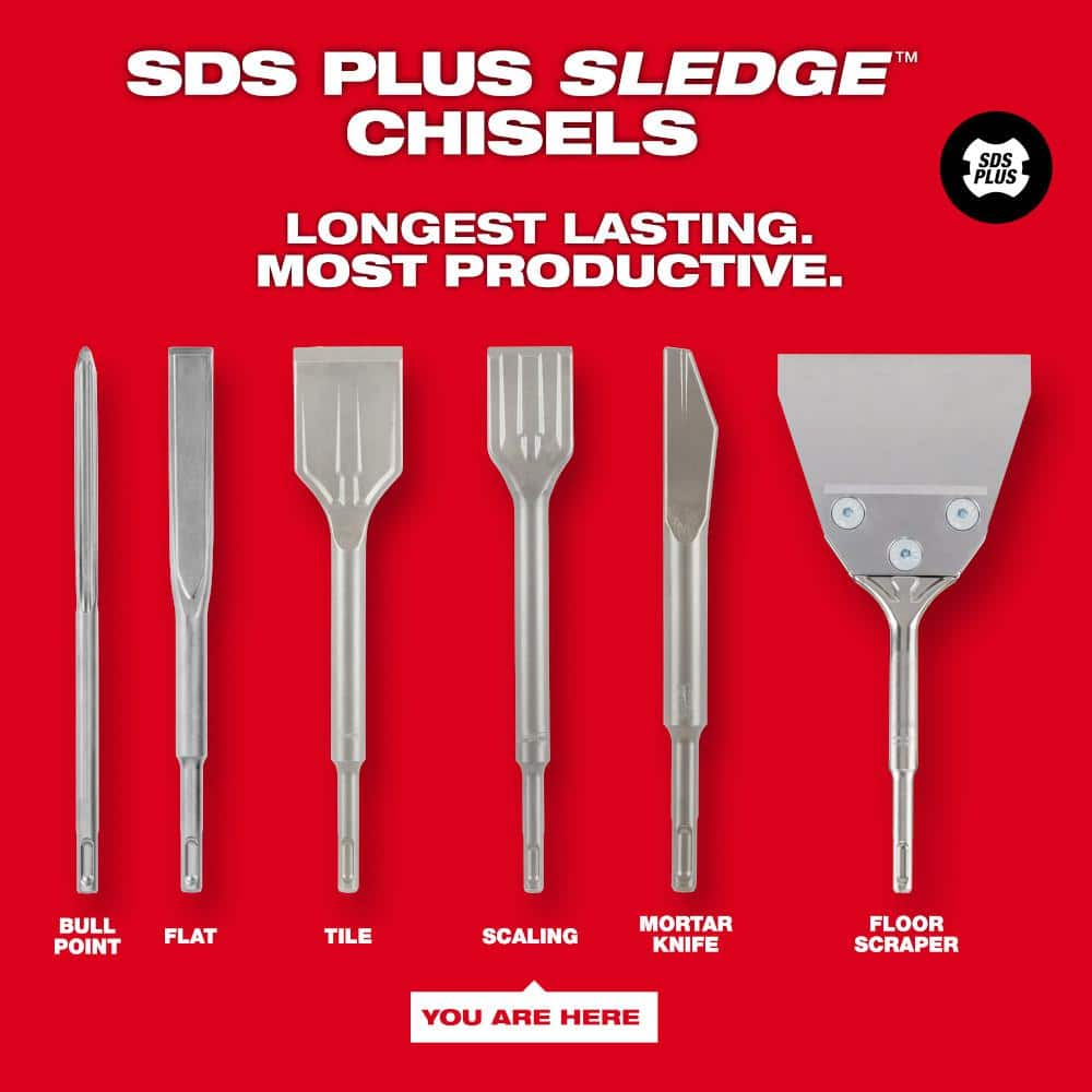 Milwaukee 1-1/2 in. x 10 in. SDS-Plus SLEDGE Steel Scaling Chisel