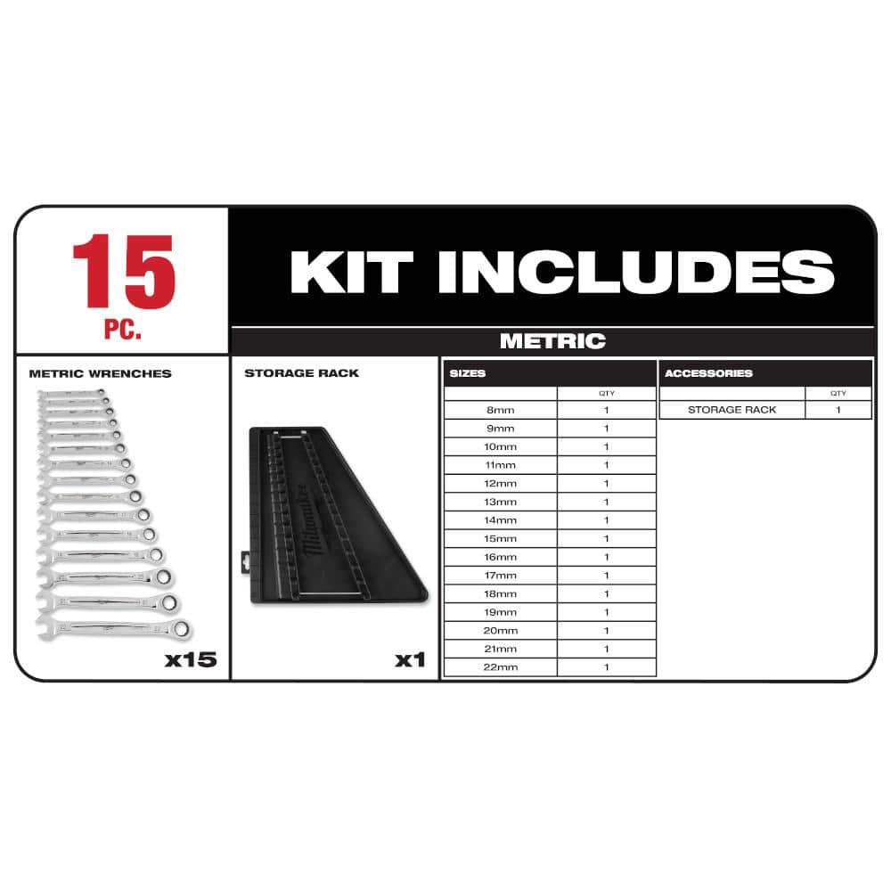 Milwaukee Ratcheting Wrench and Screwdriver Mechanics Tool Set, Metric (21-Piece)