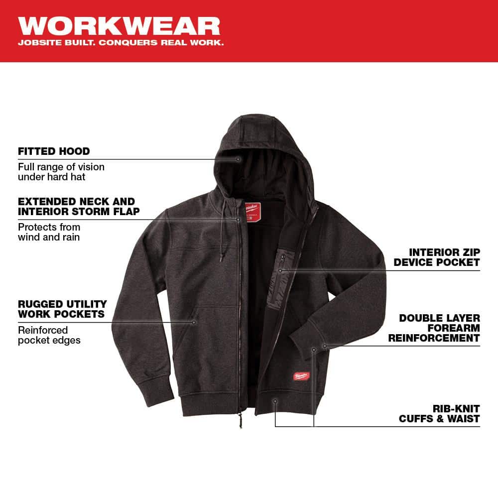 Milwaukee Men’s X-Large Black NO DAYS OFF Hooded Sweatshirt with Black Cuffed Knit Hat