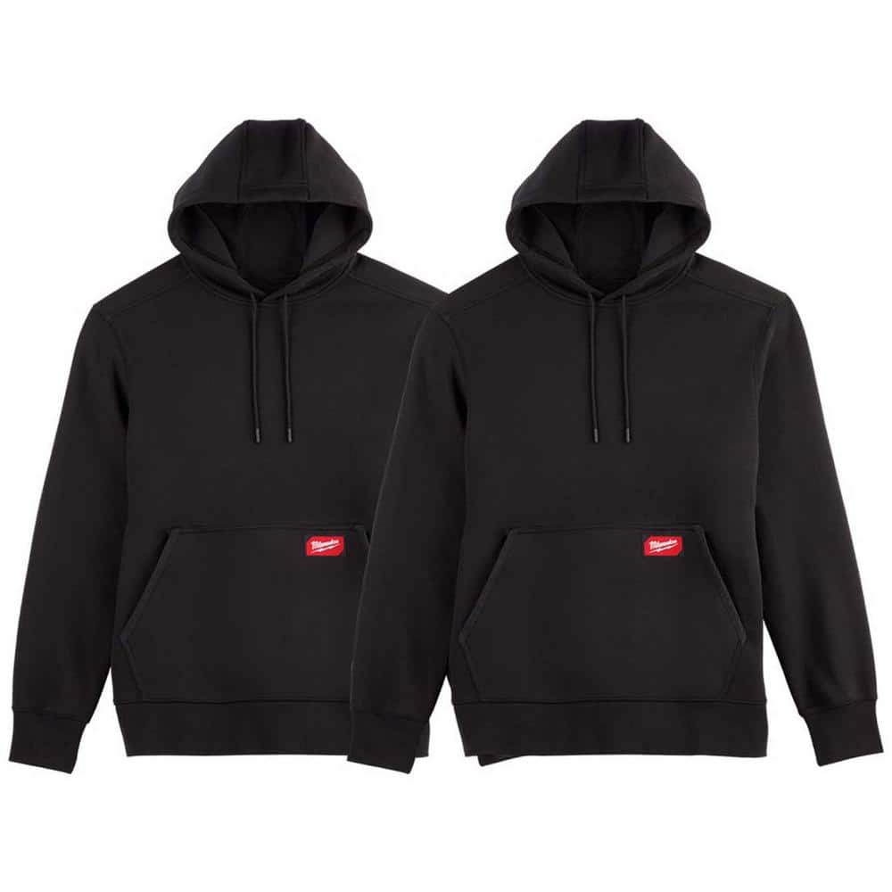 Milwaukee Men's 2X-Large Black Midweight Cotton/Polyester Long-Sleeve Pullover Hoodie (2-Pack)