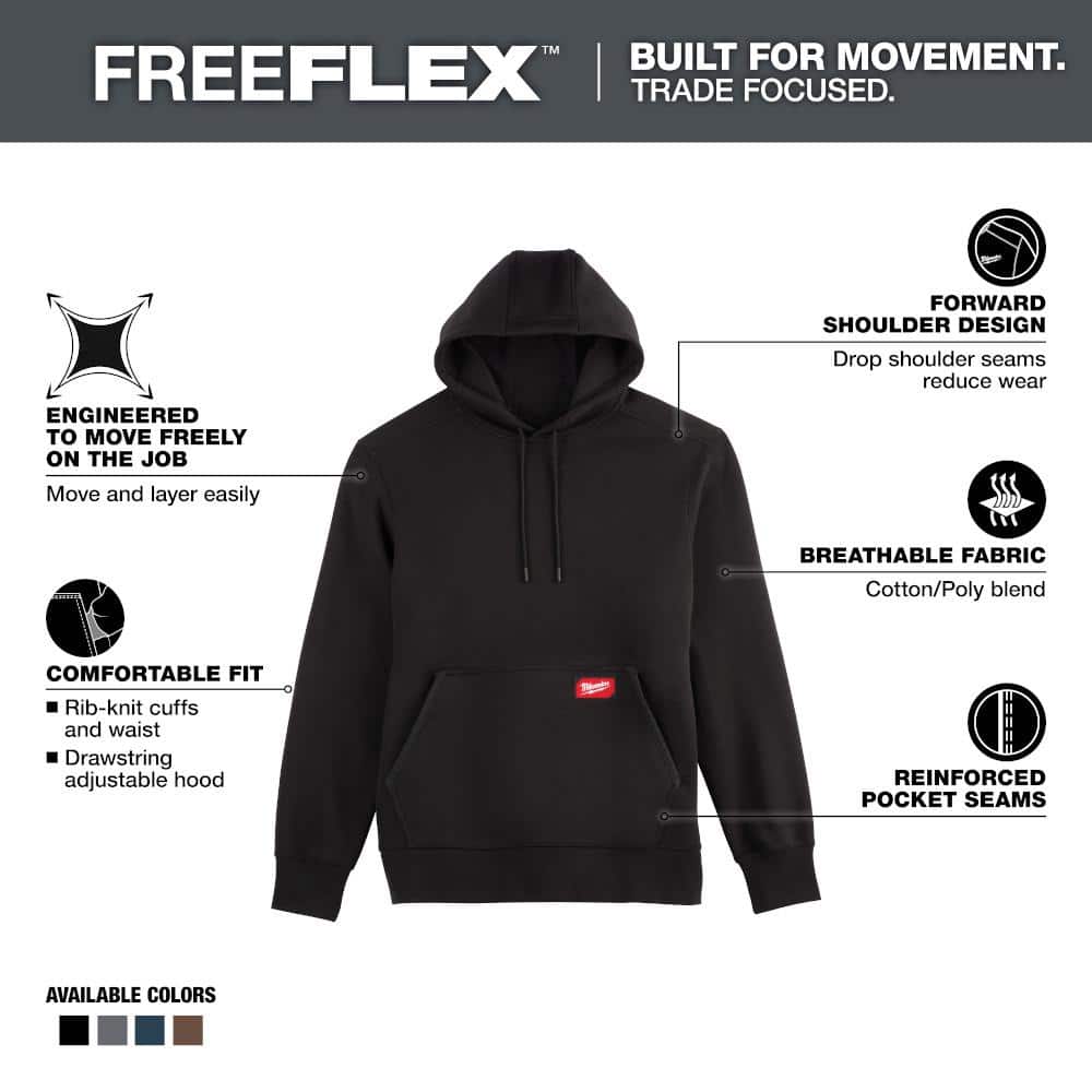 Milwaukee Men's Large Black Midweight Cotton/Polyester Long-Sleeve Pullover Hoodie (2-Pack)