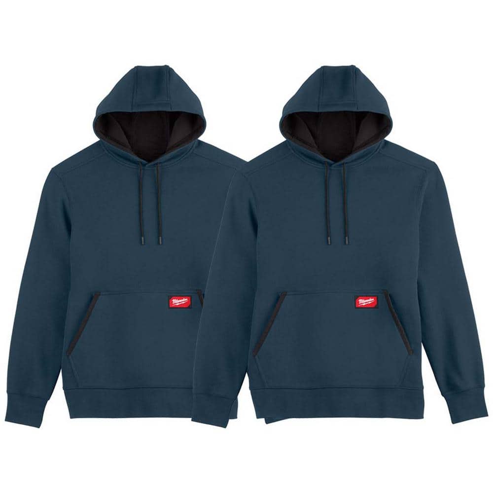 Milwaukee Men's 2X-Large Blue Midweight Cotton/Polyester Long-Sleeve Pullover Hoodie (2-Pack)