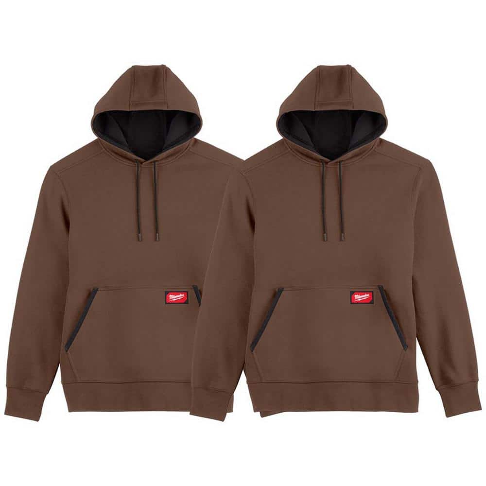 Milwaukee Men's 2X-Large Brown Midweight Cotton/Polyester Long-Sleeve Pullover Hoodie (2-Pack)
