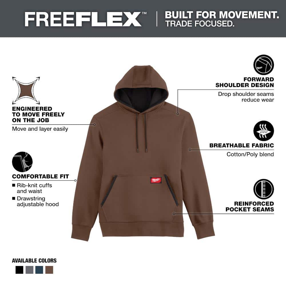 Milwaukee Men's 2X-Large Brown Midweight Cotton/Polyester Long-Sleeve Pullover Hoodie (2-Pack)