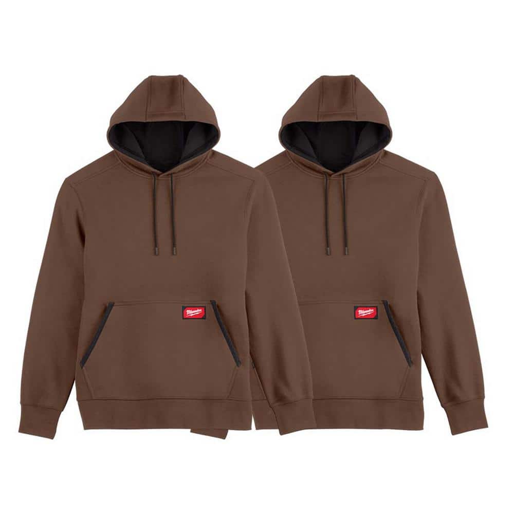 Milwaukee Men’s X-Large Brown Midweight Cotton/Polyester Long-Sleeve Pullover Hoodie (2-Pack)
