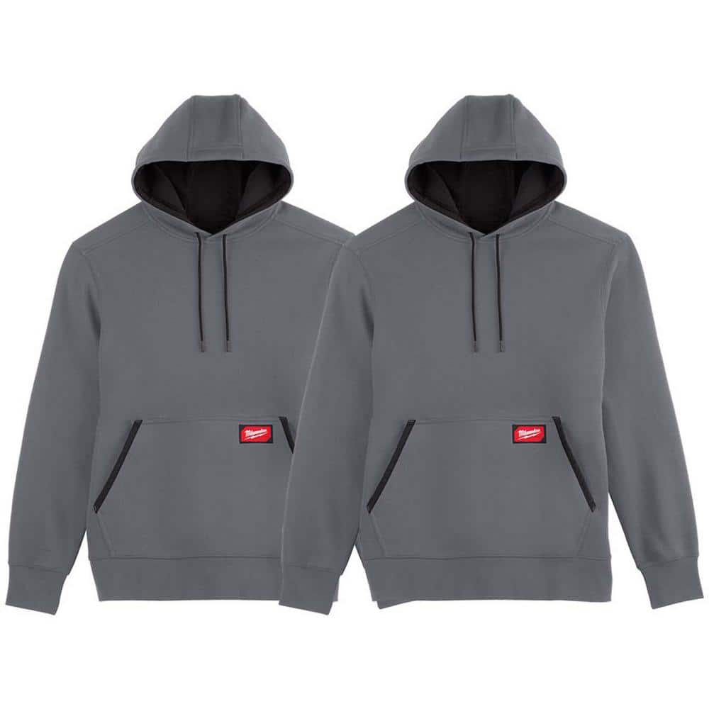 Milwaukee Men’s X-Large Gray Midweight Cotton/Polyester Long-Sleeve Pullover Hoodie (2-Pack)
