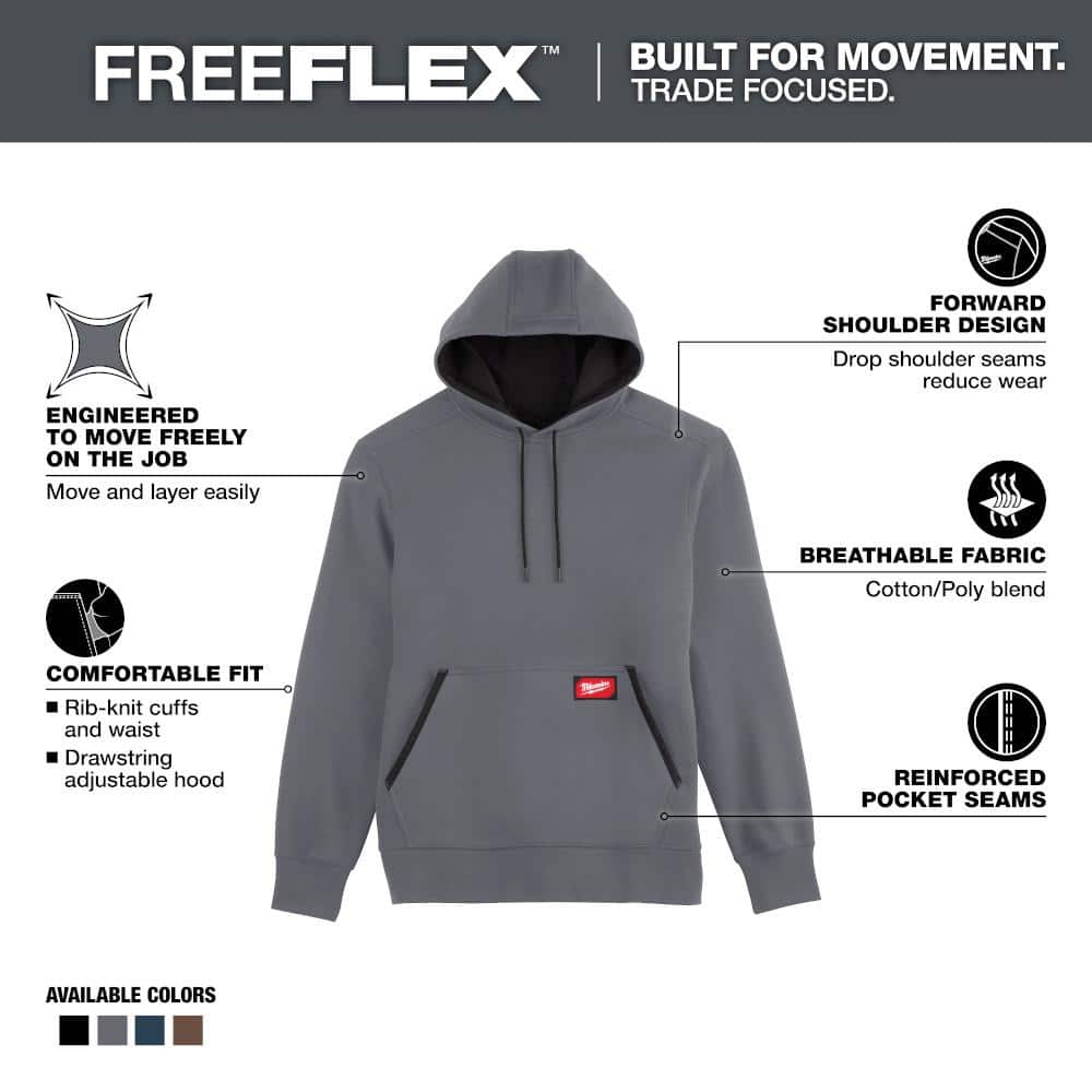 Milwaukee Men's 2X-Large Gray Midweight Cotton/Polyester Long-Sleeve Pullover Hoodie (2-Pack)