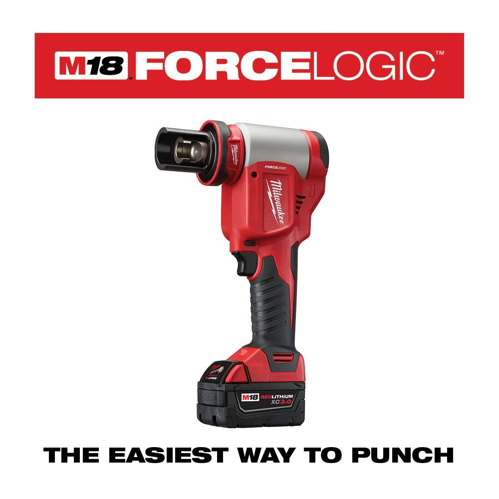 Milwaukee M18 18-Volt Lithium-Ion 1/2 in. to 4 in. FORCE LOGIC High-Capacity Cordless Knockout Tool Kit with M18 FUEL Compact Band Saw