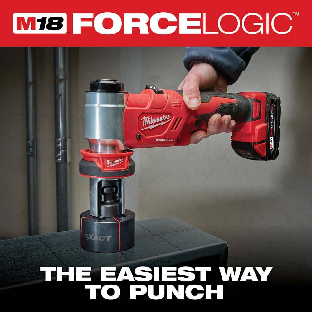 Milwaukee M18 18-Volt FORCE LOGIC 6-Ton Cordless Knockout Tool Kit, 1/2 in. to 4 in., with M18 FUEL Compact Band Saw