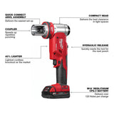 Milwaukee M18 18-Volt FORCE LOGIC 6-Ton Cordless Knockout Tool Kit, 1/2 in. to 4 in., with M18 FUEL Compact Band Saw
