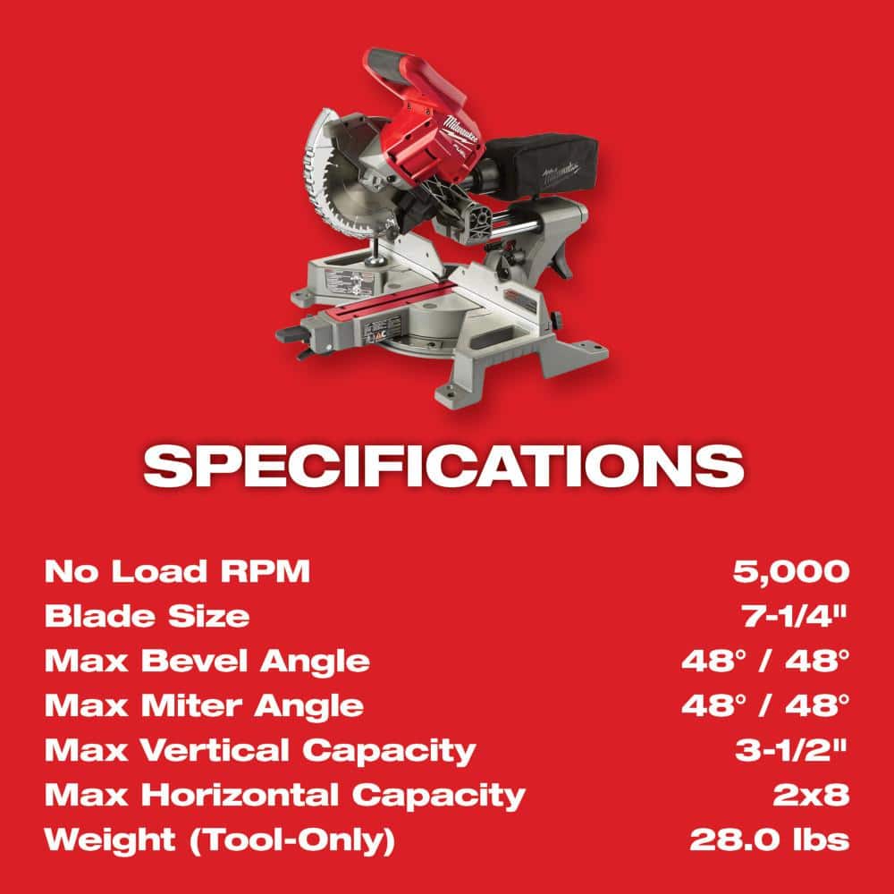 Milwaukee M18 FUEL 18-Volt Brushless 7-1/4 in. Cordless Dual-Bevel Sliding Compound Miter Saw with 18-Gauge Brad Nailer