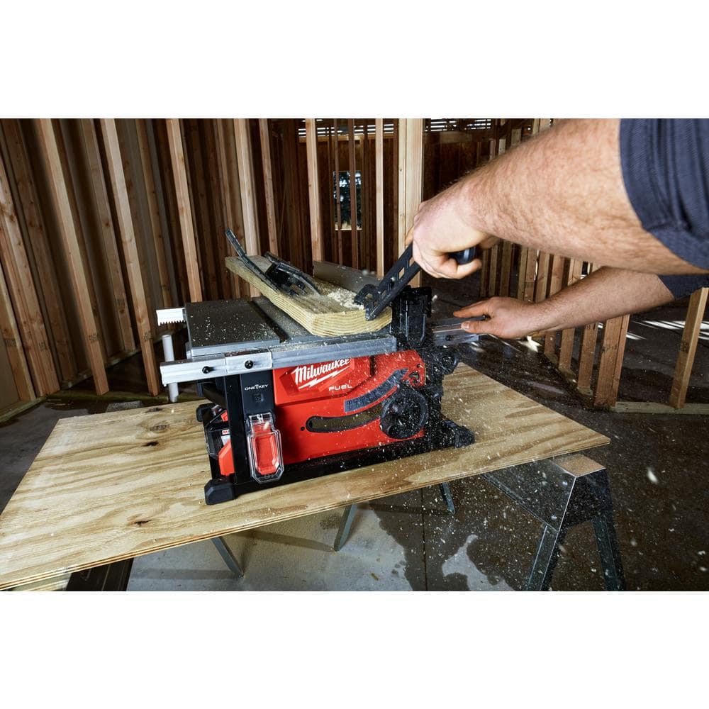 Milwaukee M18 FUEL 18-Volt Brushless 10 in. Cordless Dual-Bevel Sliding Compound Miter Saw with 8-1/4 in. Table Saw (Tool-Only)
