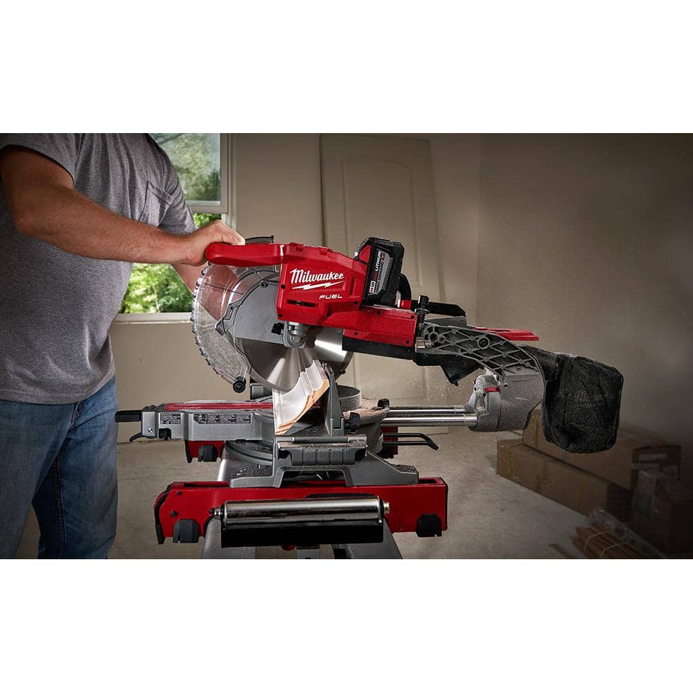 Milwaukee M18 FUEL 18-Volt Brushless 10 in. Cordless Dual-Bevel Sliding Compound Miter Saw with 18-Gauge Brad Nailer, Tool-Only
