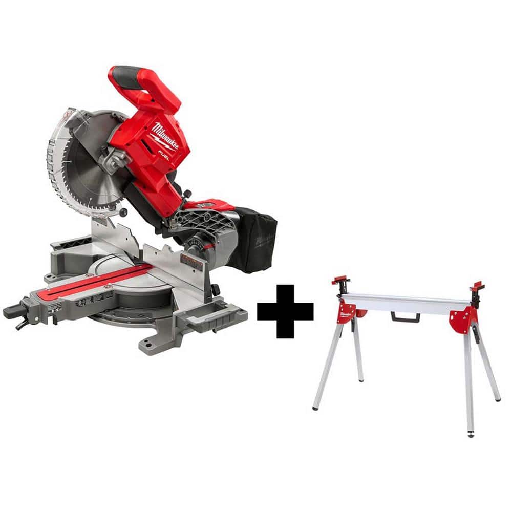 Milwaukee M18 FUEL 18-Volt Lithium-Ion Brushless Cordless 10 in. Dual Bevel Sliding Compound Miter Saw Kit with Folding Miter Stand