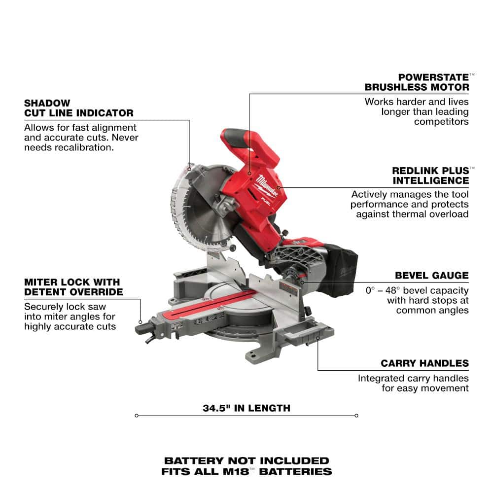 Milwaukee M18 FUEL 18-Volt Brushless Cordless 10 in. Dual-Bevel Sliding Compound Miter Saw with Stand (Tool-Only)